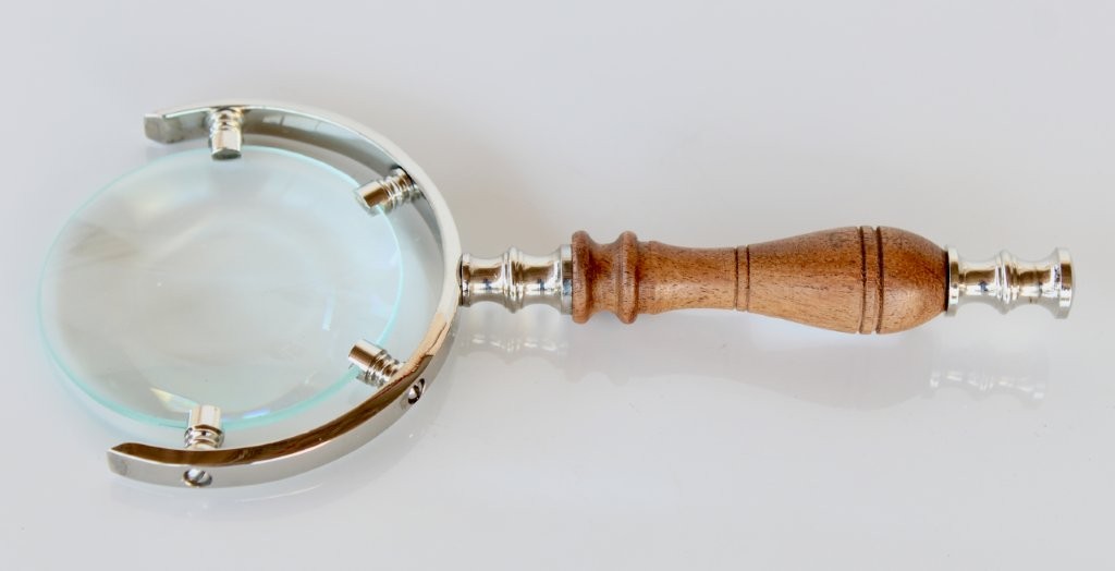 Silver & Wood Magnifying Glass